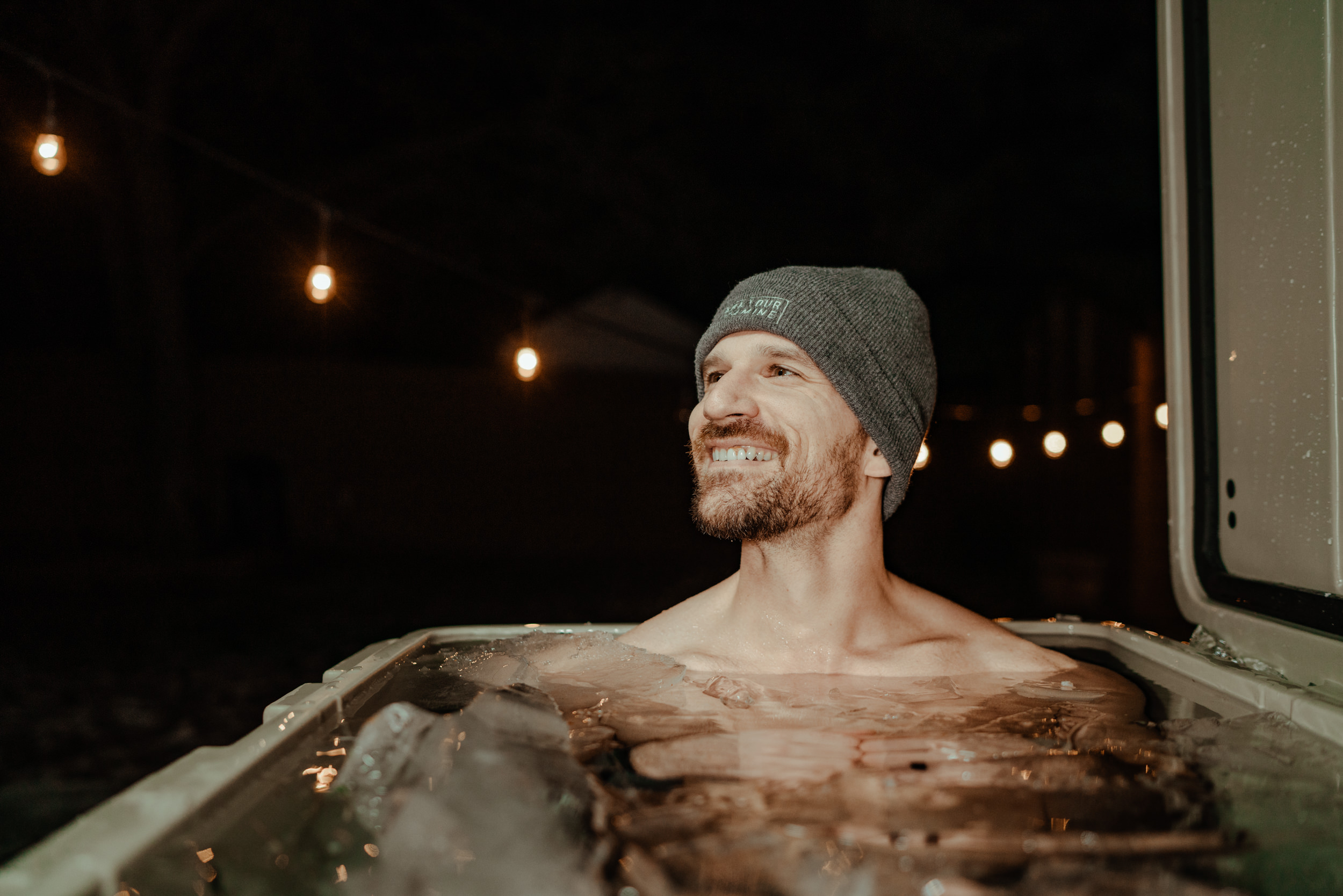 Matt Chenard in the cold plunge